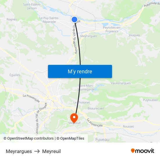 Meyrargues to Meyreuil map