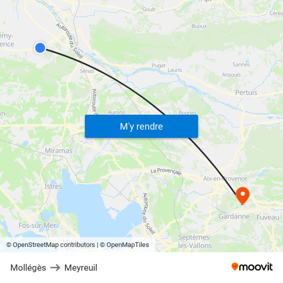 Mollégès to Meyreuil map