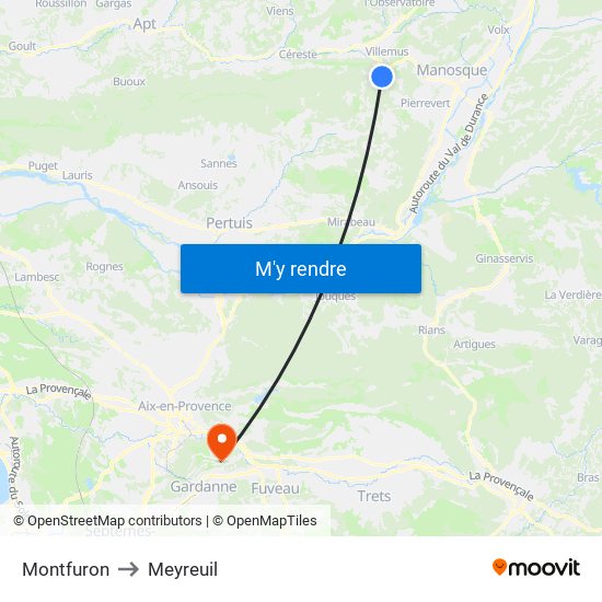 Montfuron to Meyreuil map