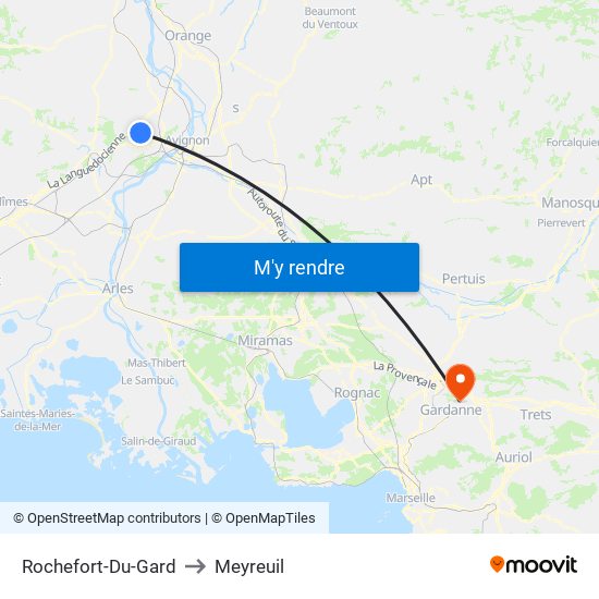 Rochefort-Du-Gard to Meyreuil map