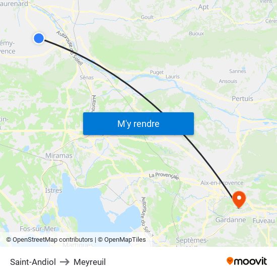 Saint-Andiol to Meyreuil map