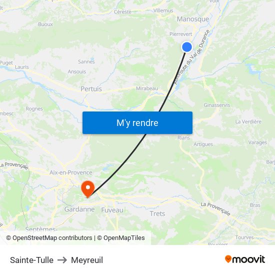 Sainte-Tulle to Meyreuil map