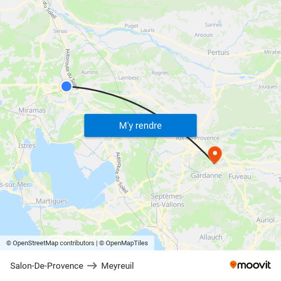 Salon-De-Provence to Meyreuil map