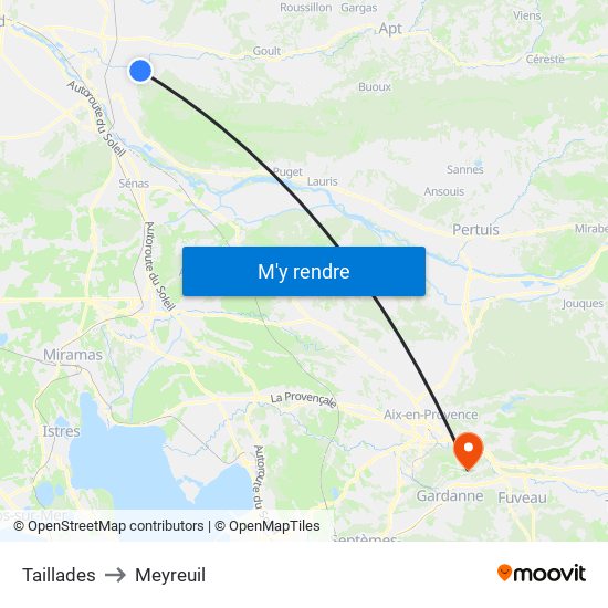 Taillades to Meyreuil map