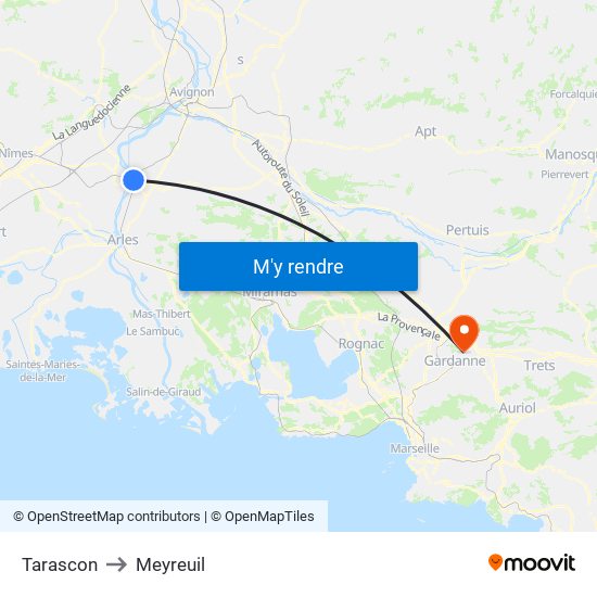 Tarascon to Meyreuil map