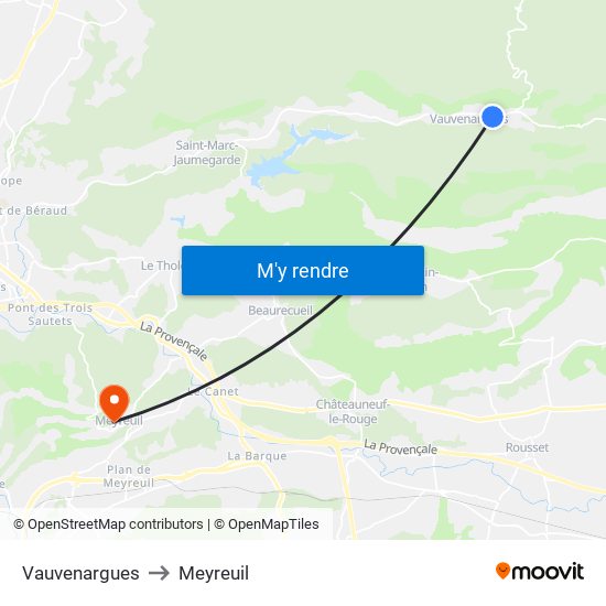 Vauvenargues to Meyreuil map