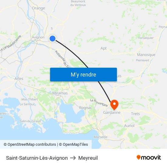 Saint-Saturnin-Lès-Avignon to Meyreuil map