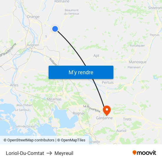 Loriol-Du-Comtat to Meyreuil map