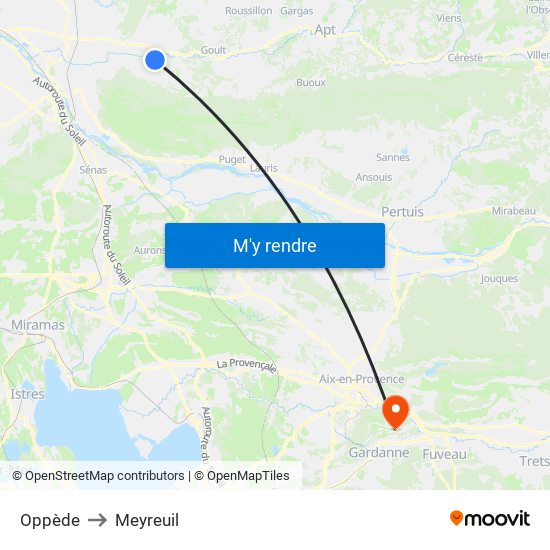 Oppède to Meyreuil map