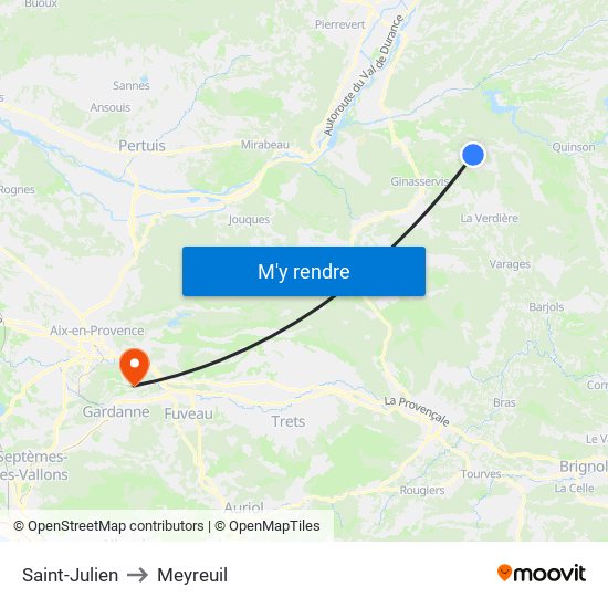 Saint-Julien to Meyreuil map