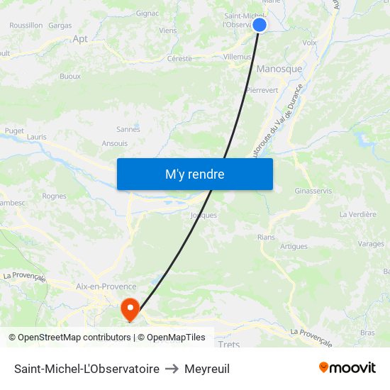 Saint-Michel-L'Observatoire to Meyreuil map