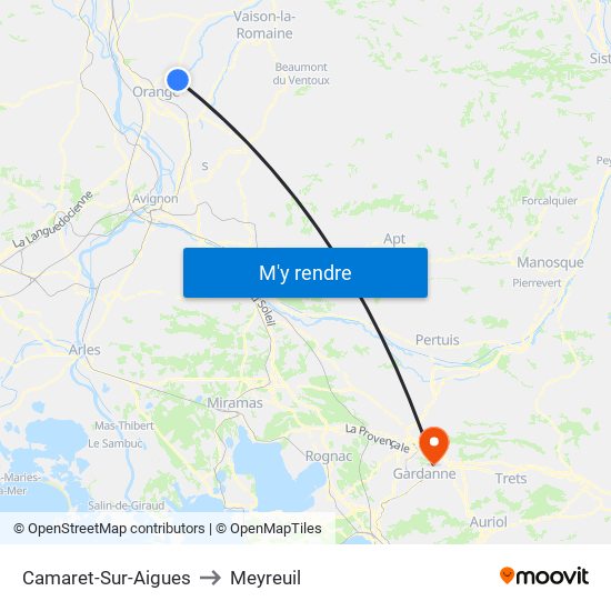 Camaret-Sur-Aigues to Meyreuil map