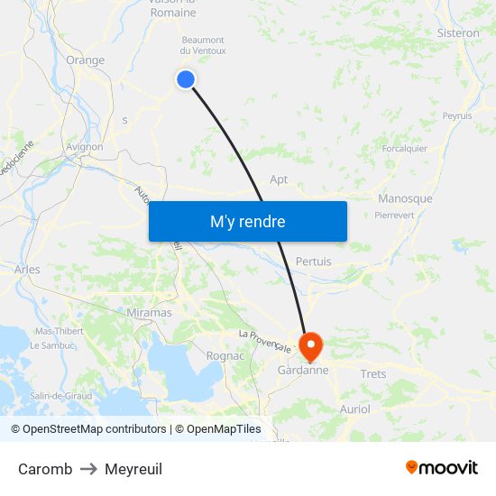 Caromb to Meyreuil map