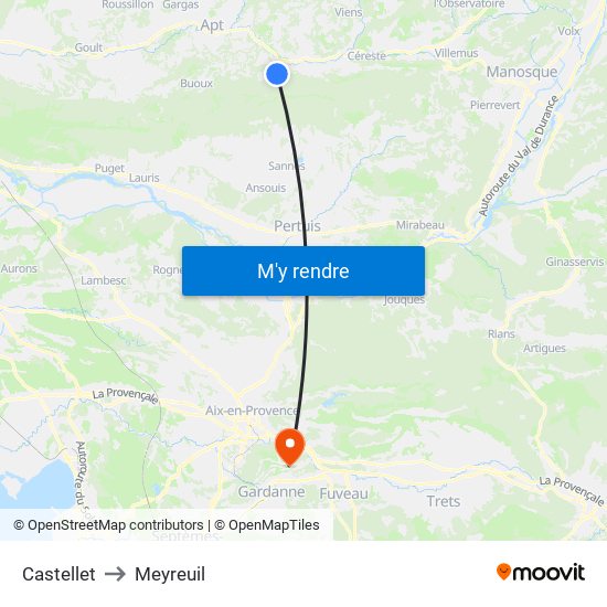 Castellet to Meyreuil map