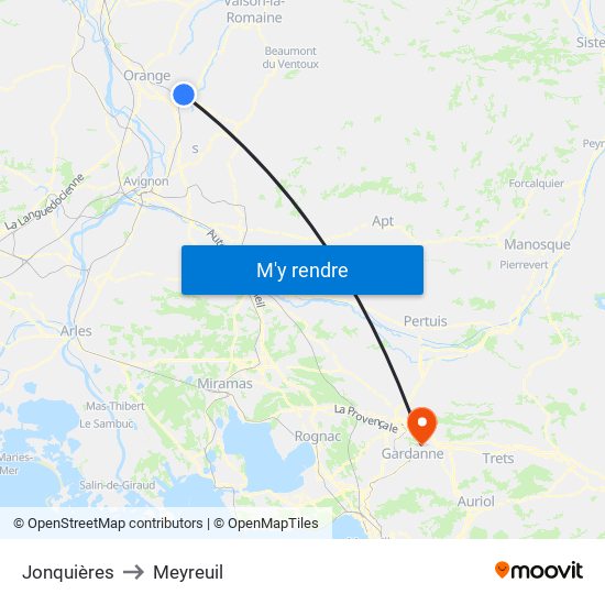 Jonquières to Meyreuil map