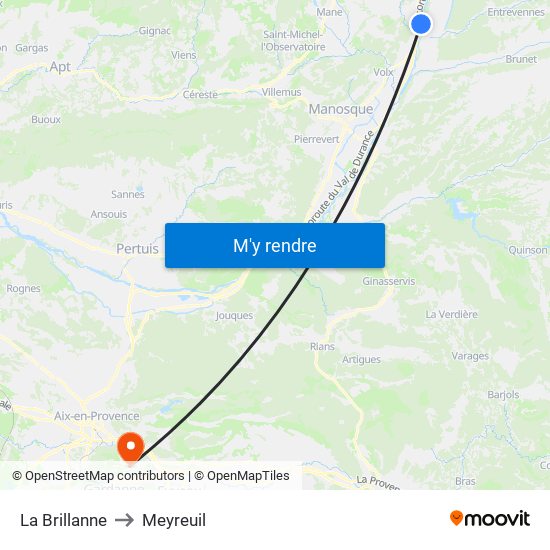 La Brillanne to Meyreuil map
