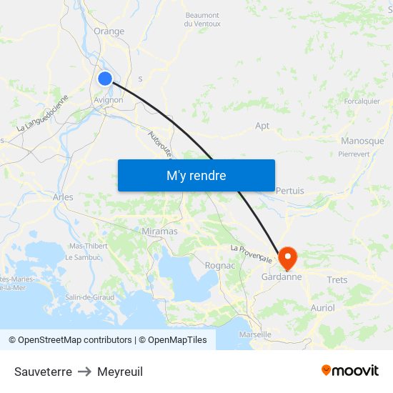 Sauveterre to Meyreuil map