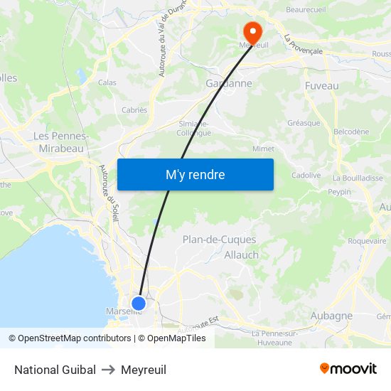 National Guibal to Meyreuil map