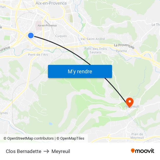 Clos Bernadette to Meyreuil map