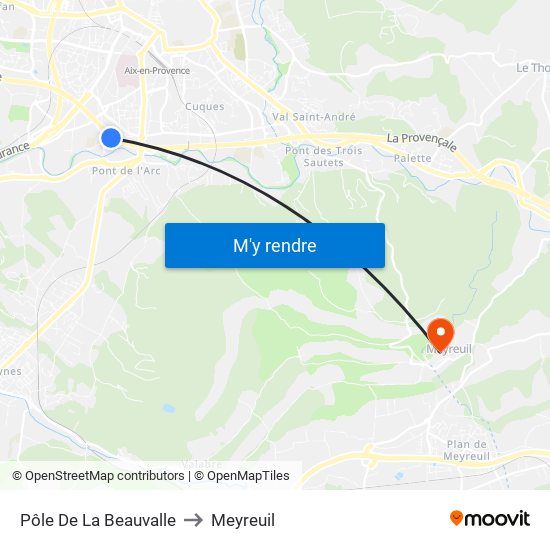 Pôle De La Beauvalle to Meyreuil map
