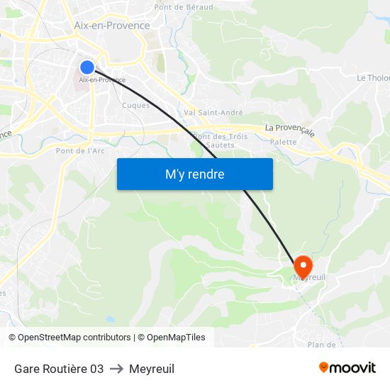 Gare Routière 03 to Meyreuil map