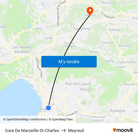Gare De Marseille-St-Charles to Meyreuil map