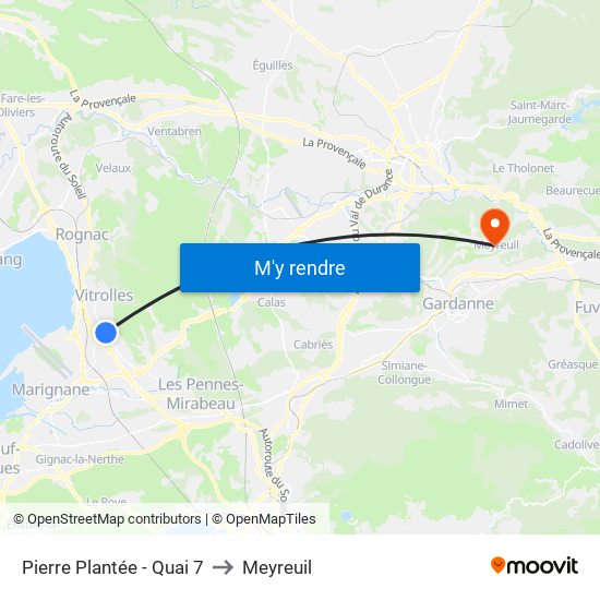 Pierre Plantée - Quai 7 to Meyreuil map