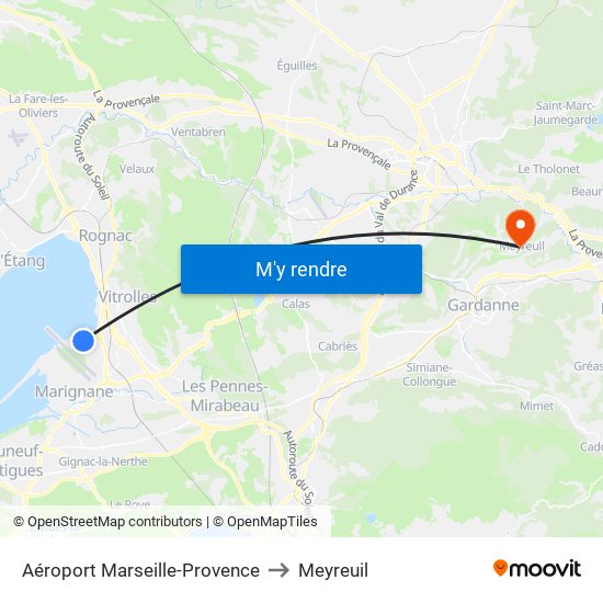 Aéroport Marseille-Provence to Meyreuil map