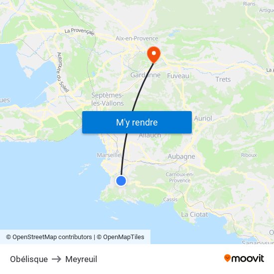 Obélisque to Meyreuil map