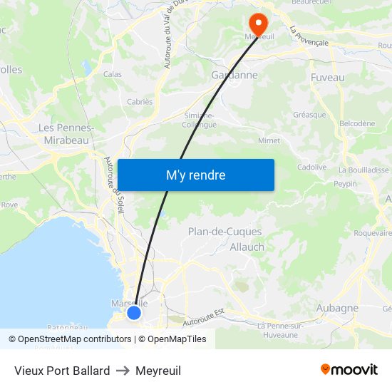 Vieux Port Ballard to Meyreuil map
