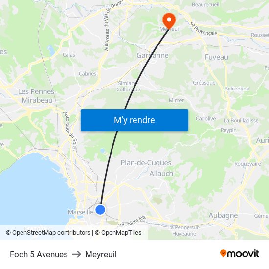 Foch 5 Avenues to Meyreuil map