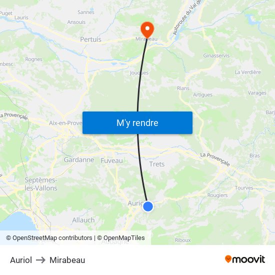 Auriol to Mirabeau map