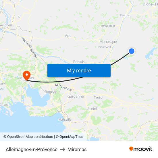 Allemagne-En-Provence to Miramas map
