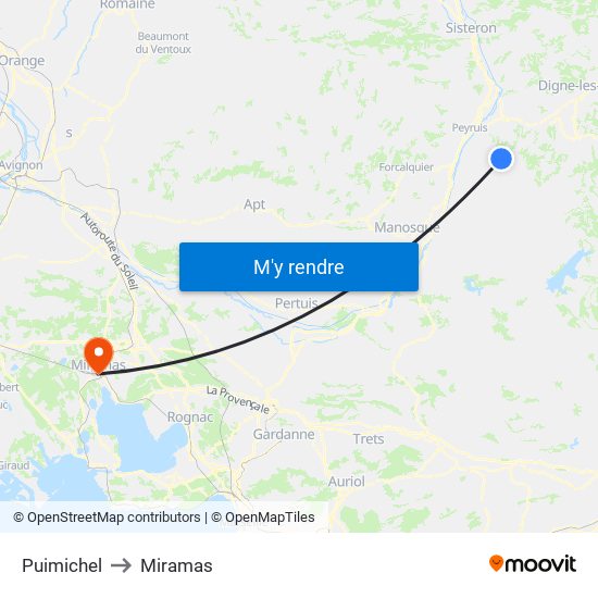 Puimichel to Miramas map