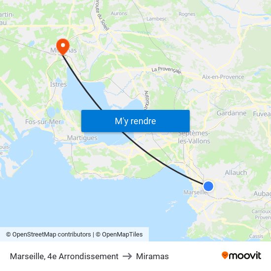 Marseille, 4e Arrondissement to Miramas map