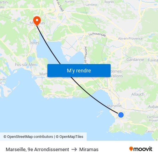 Marseille, 9e Arrondissement to Miramas map
