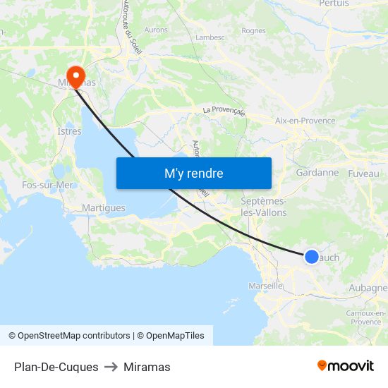 Plan-De-Cuques to Miramas map