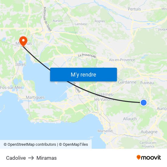 Cadolive to Miramas map