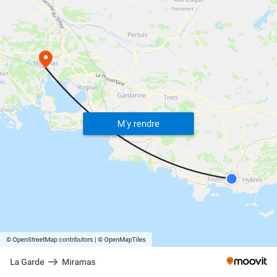 La Garde to Miramas map