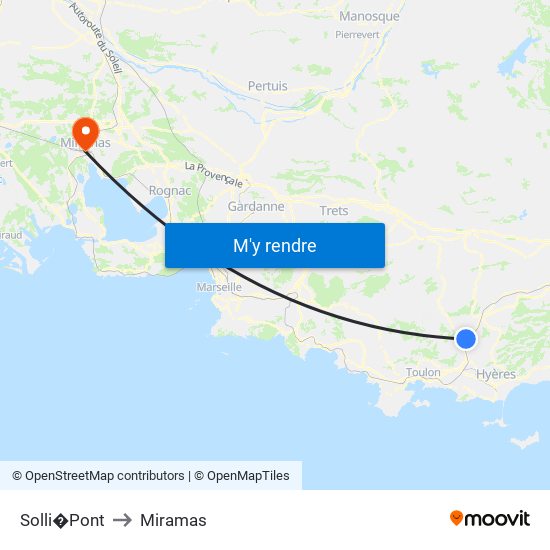 Solli�Pont to Miramas map