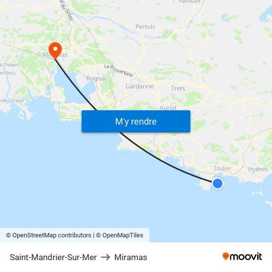 Saint-Mandrier-Sur-Mer to Miramas map