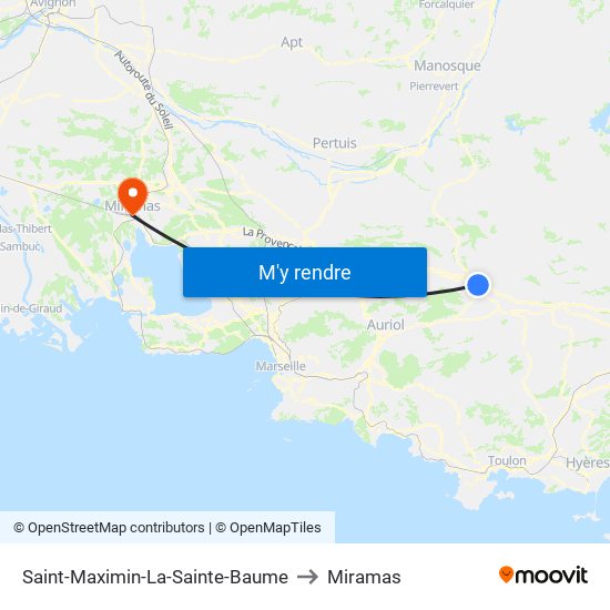 Saint-Maximin-La-Sainte-Baume to Miramas map