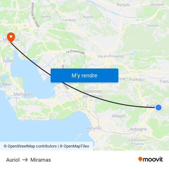 Auriol to Miramas map