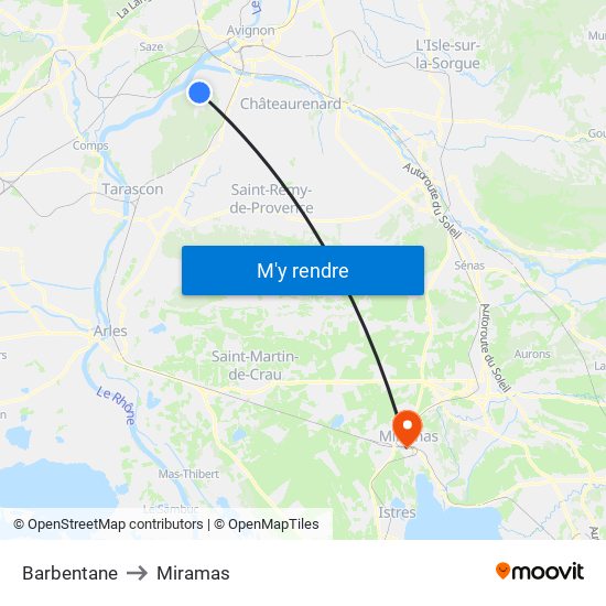 Barbentane to Miramas map