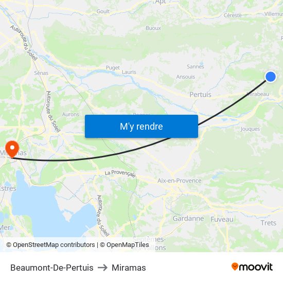 Beaumont-De-Pertuis to Miramas map