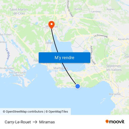 Carry-Le-Rouet to Miramas map