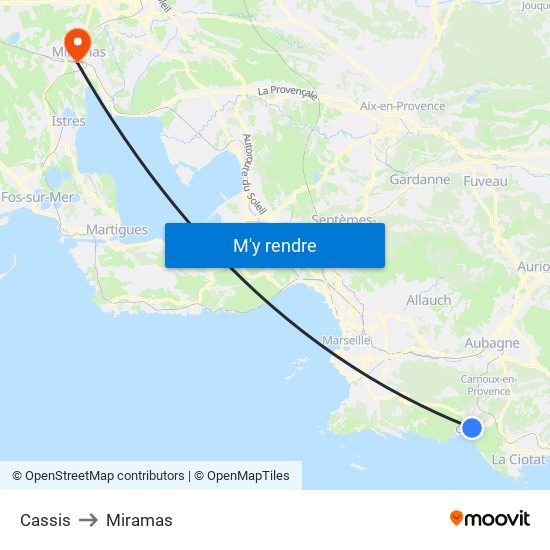 Cassis to Miramas map