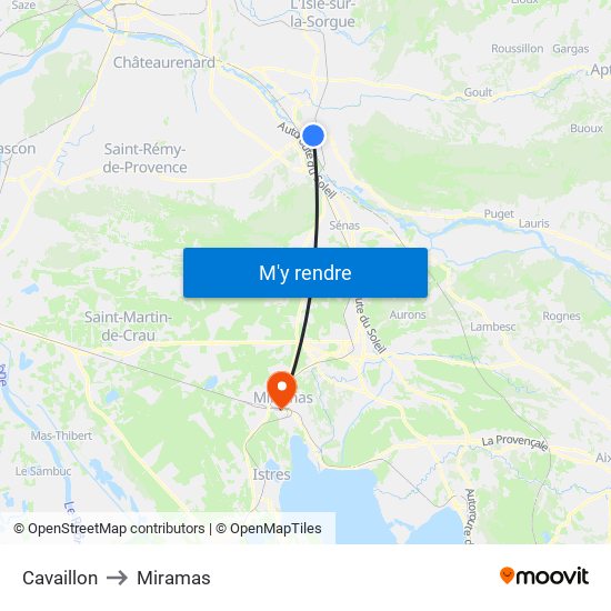 Cavaillon to Miramas map