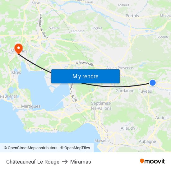 Châteauneuf-Le-Rouge to Miramas map