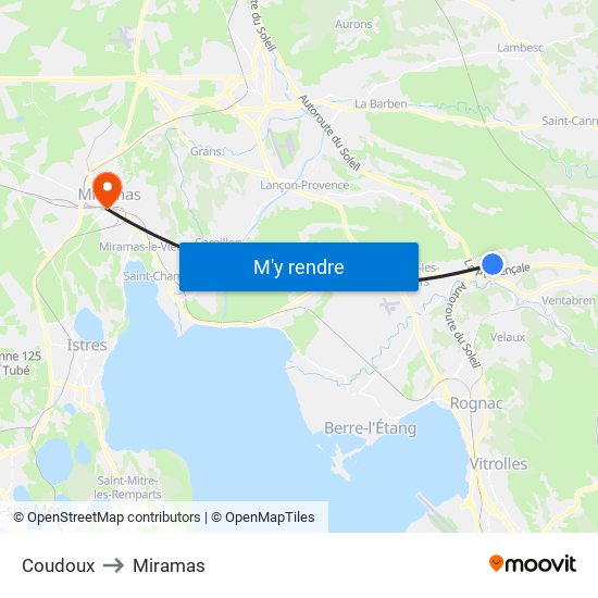 Coudoux to Miramas map